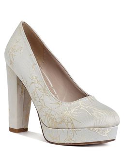 London Rag - Women Beige Block Heel Pumps