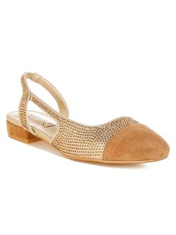 London Rag - Women Gold Rhinestone-Studded Glitter Sandal Heels