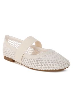 London Rag - Women Beige Mid-Foot Strap Ballerinas