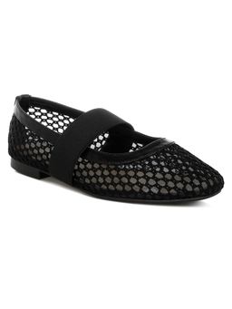 London Rag - Women Black Mid-Foot Strap Ballerinas