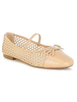 London Rag - Women Tan Woven Bow Detail Ballerinas