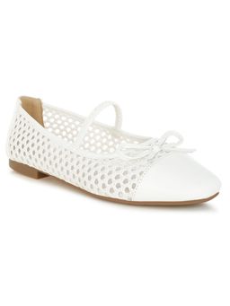 London Rag - Women White Woven Bow Detail Ballerinas
