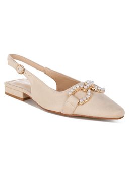 London Rag - Women Beige Pearl-Studded Horsebit Sandals
