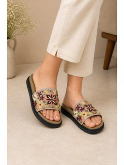 Sandal Stories - Monsoon Bloom Beige Embroidered Sliders