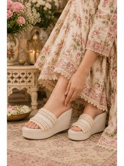 Sandal Stories - Ivory Pearl Petal Luxe Wedges