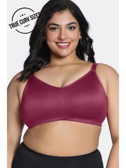 Zivame - True Curve Jacquard Non Wired Full Coverage Minimiser Bra - Wine