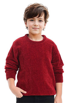 RARE ONES - Chenli Red Full Sleeve Textured Sweater - Rare Ones By Rare Rabbit