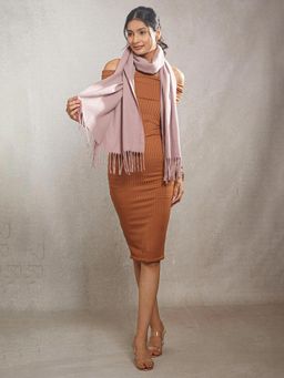 CrossKulture - Women Mauve Solid Pashmina Feel Stole