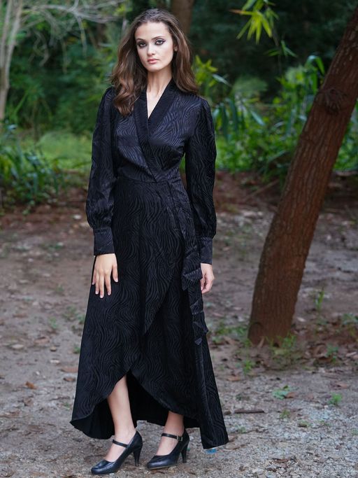 self design dress Wine self design beautiful party wear maxi dress
