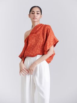 No Grey Area - Orange Kolam Ancient Square Top
