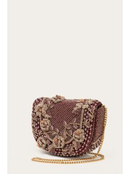 DOUX AMOUR - Callie Ruby Burgundy Embellished Clutch