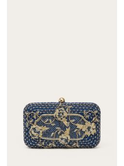 DOUX AMOUR - Mie Navy Blue Embellished Clutch