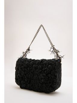 DOUX AMOUR - Double Rose Black Embellished Clutch