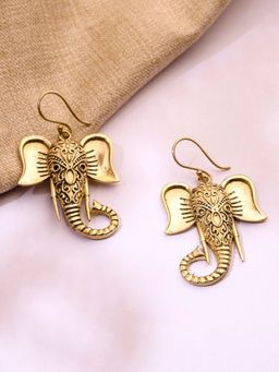 Studio One Love - Divine Ganesha Earrings Made of Brass in Gold Color
