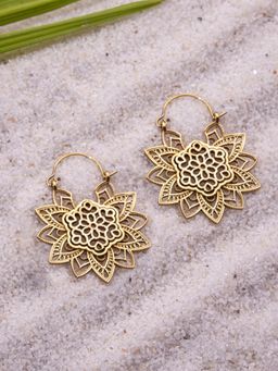 Studio One Love - Ethnic Enchantment Gold-Plated Handmade Brass Hoop Earrings