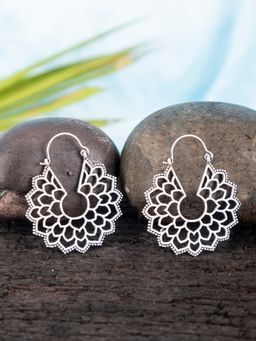 Studio One Love - Traditional Treasures Silver-Plated Handmade Brass Hoop Earrings