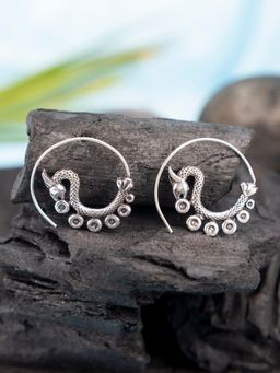 Studio One Love - Mystic Dragon Silver-Plated Handmade Brass Hoop Earrings