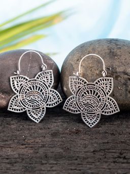 Studio One Love - Garden Elegance Silver-Plated Handmade Brass Hoop Earrings