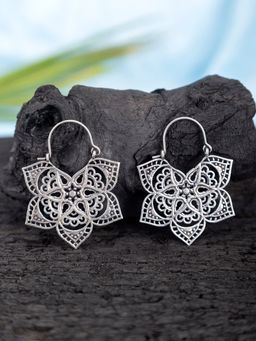 Studio One Love - Heritage Hues Silver-Plated Handmade Brass Hoop Earrings