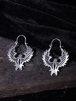 Studio One Love - Hawk Eyed Silver-Plated Handmade Brass Hoop Earrings