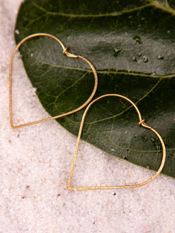 Studio One Love - Little Hearts Gold-Plated Handmade Brass Hoop Earrings