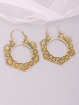 Studio One Love - Geometrical Mayhem Gold-Plated Handmade Brass Hoop Earrings