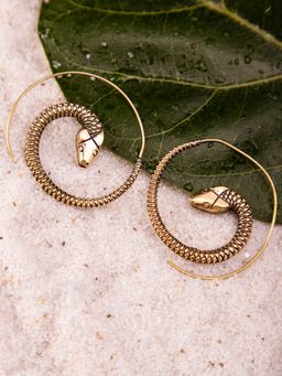 Studio One Love - Serpent Galore Gold-Plated Handmade Brass Hoop Earrings