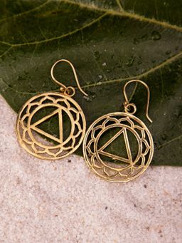 Studio One Love - Triangular Mandala Gold-Plated Handmade Drops & Danglers Earrings