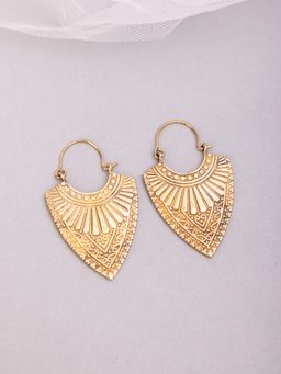 Studio One Love - Aztec Pattern Gold-Plated Handmade Brass Hoop Earrings