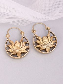 Studio One Love - Lotus Gold-Plated Handmade Brass Hoop Earrings
