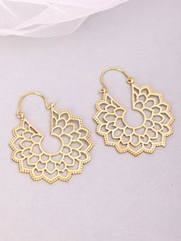 Studio One Love - Oriental Gold-Plated Handmade Brass Hoop Earrings