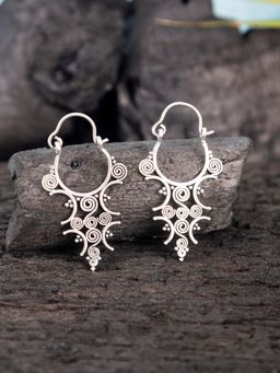 Studio One Love - Tribal Dance Silver-Plated Handmade Brass Hoop Earrings