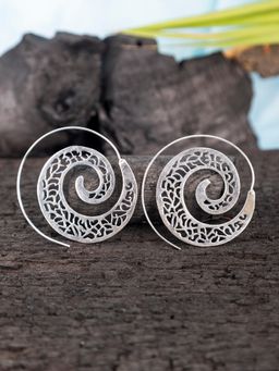 Studio One Love - Beauty Within You Silver-Plated Handmade Brass Hoop Earrings