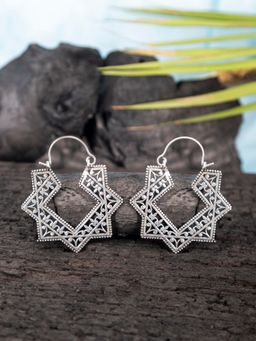 Studio One Love - Misalinged Silver-Plated Handmade Brass Hoop Earrings