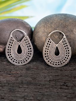 Studio One Love - Ethnic Beauty Silver-Plated Handmade Brass Hoop Earrings