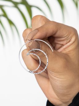 Studio One Love - Crescent Handmade Brass Hoop Earrings Silver-Plated Handmade Brass Hoop Earrings