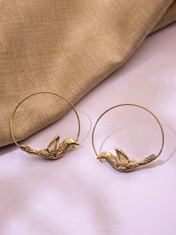 Studio One Love - Bird Handmade Brass Hoop Earrings Gold-Plated Handmade Brass Hoop Earrings