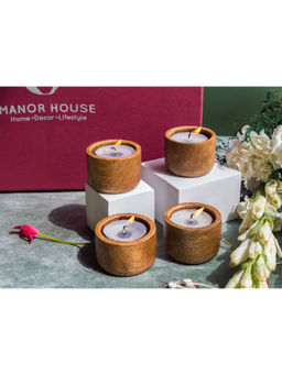 Manor House - Aachman Wood Sphere Tea Light Candle Holder Set of 2