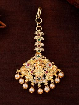 Estele - Gold Plated CZ Beautiful Lakshmi Devi Designer Maang Tikka for Women