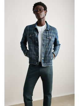 FREAKINS - Men's Vintage Plaid Denim Jacket