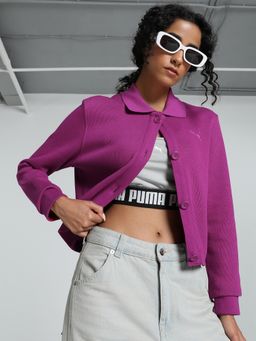 Puma - Artisanal Women Pink Knitted Cardigan