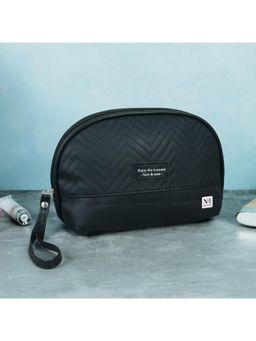 NFI Essentials - Stylish Semi-circle Black Makeup Pouch for Women