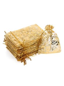 NFI Essentials - Gold Potli Gift Pouches for Return Gifting. (Pack of 50)