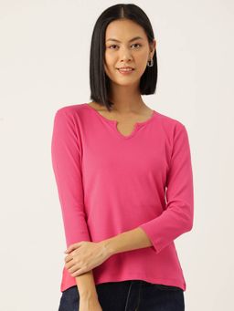 Femea - Women Rose Pink Colored Round Neck Top