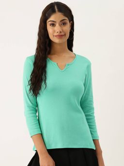 Femea - Women Sea Green Colored Round Neck Top
