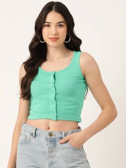 Femea - Green Cotton Tank Crop Top