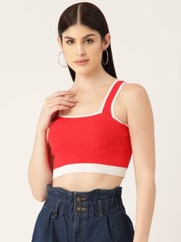 Femea - Red Square Neck Sleeveless Crop Top