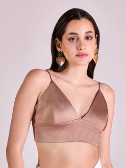 MIXT by Nykaa Fashion - Copper Solid Strappy Tie Up Crop Party Top