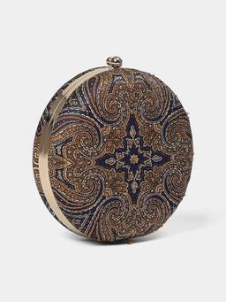 Ritu Kumar - Jamawar Navy Blue Clutch