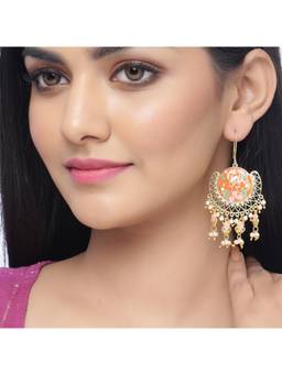 Voylla - Tahira Orange Bloom Drop Earrings